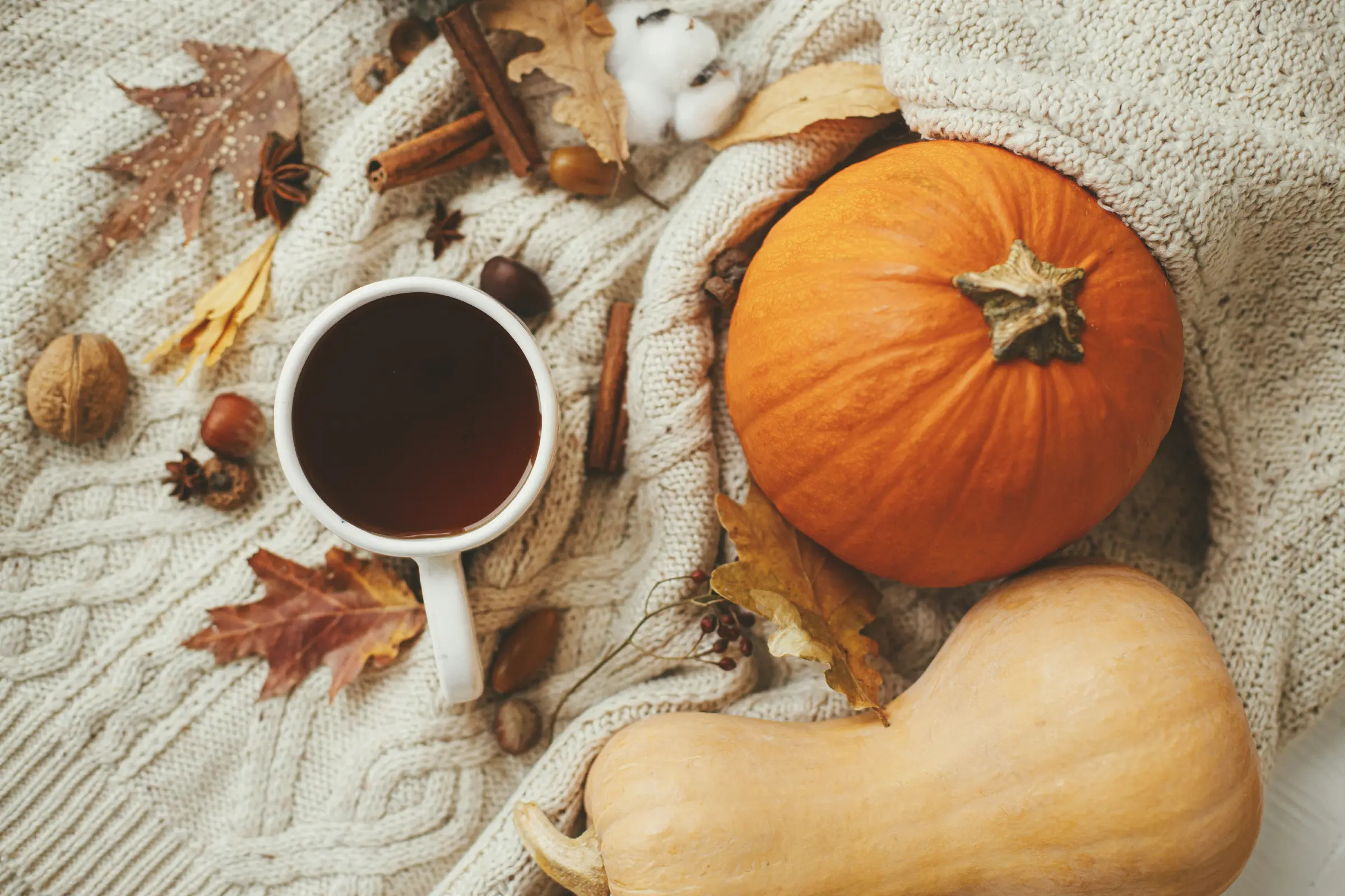 Fall decorations and coffee for October community events at Sorrento Retirement Residence in Bolton, ON