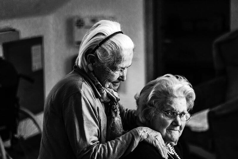 two women in a retirement facility